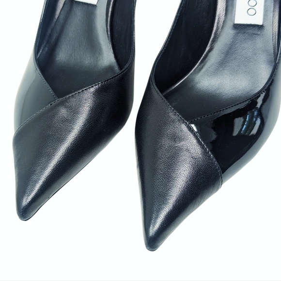New Jimmy Choo Cass 95 Black Nappa & Patent Pointed Pump Size EU 38.5 - Picture 4 of 9